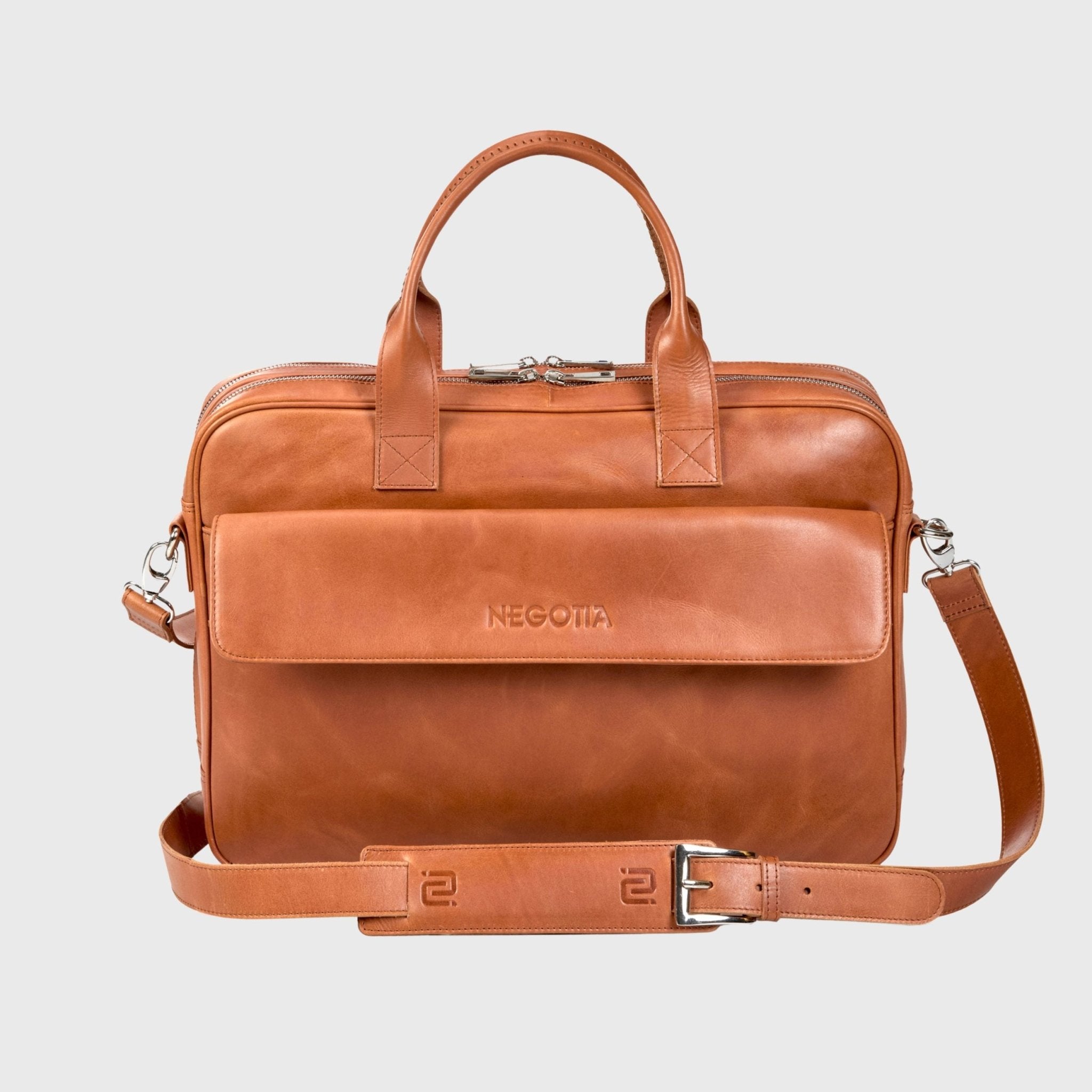 Alpha | Laptoptas 15,6" Bruin - NEGOTIA Leather