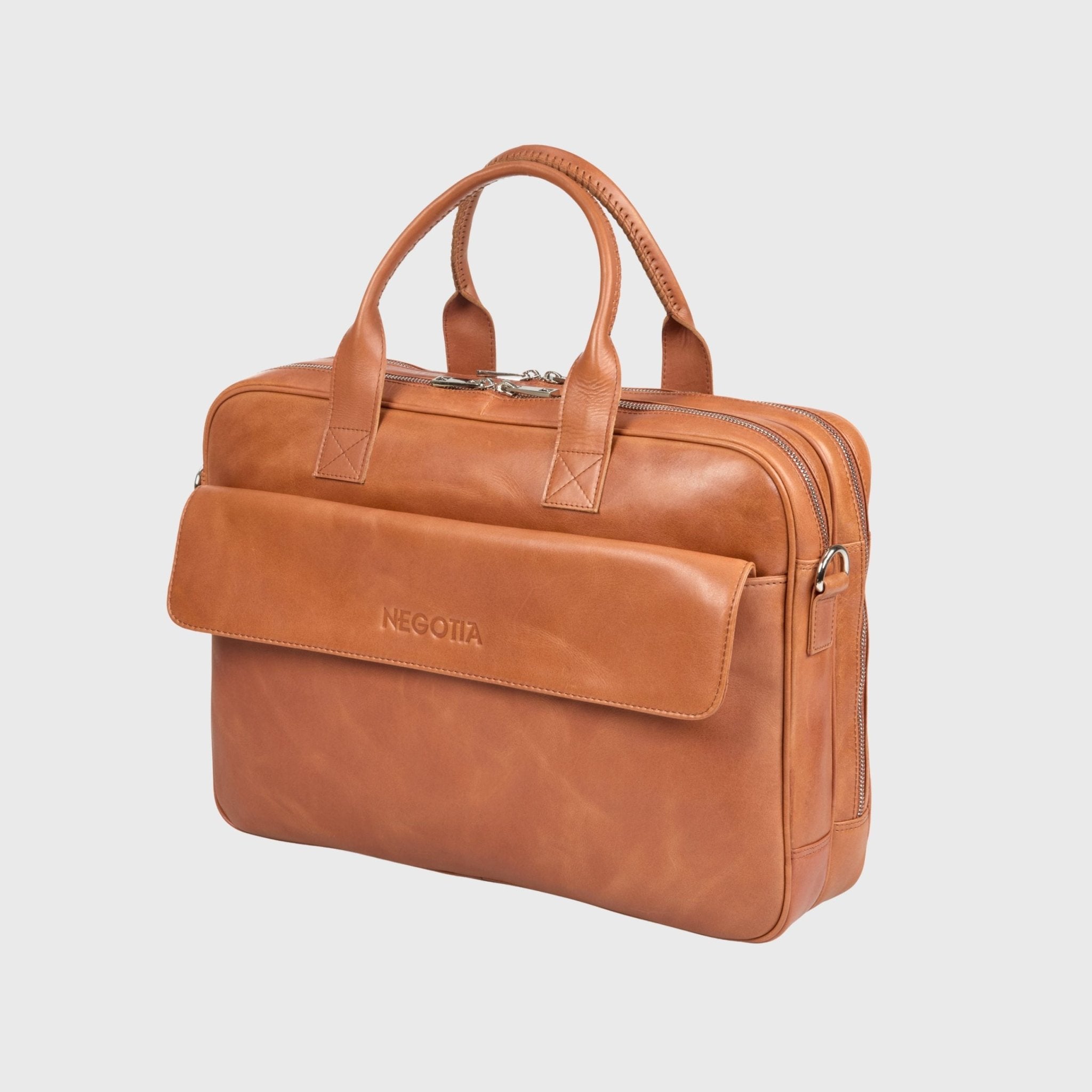 Alpha | Laptoptas 15,6" Bruin - NEGOTIA Leather