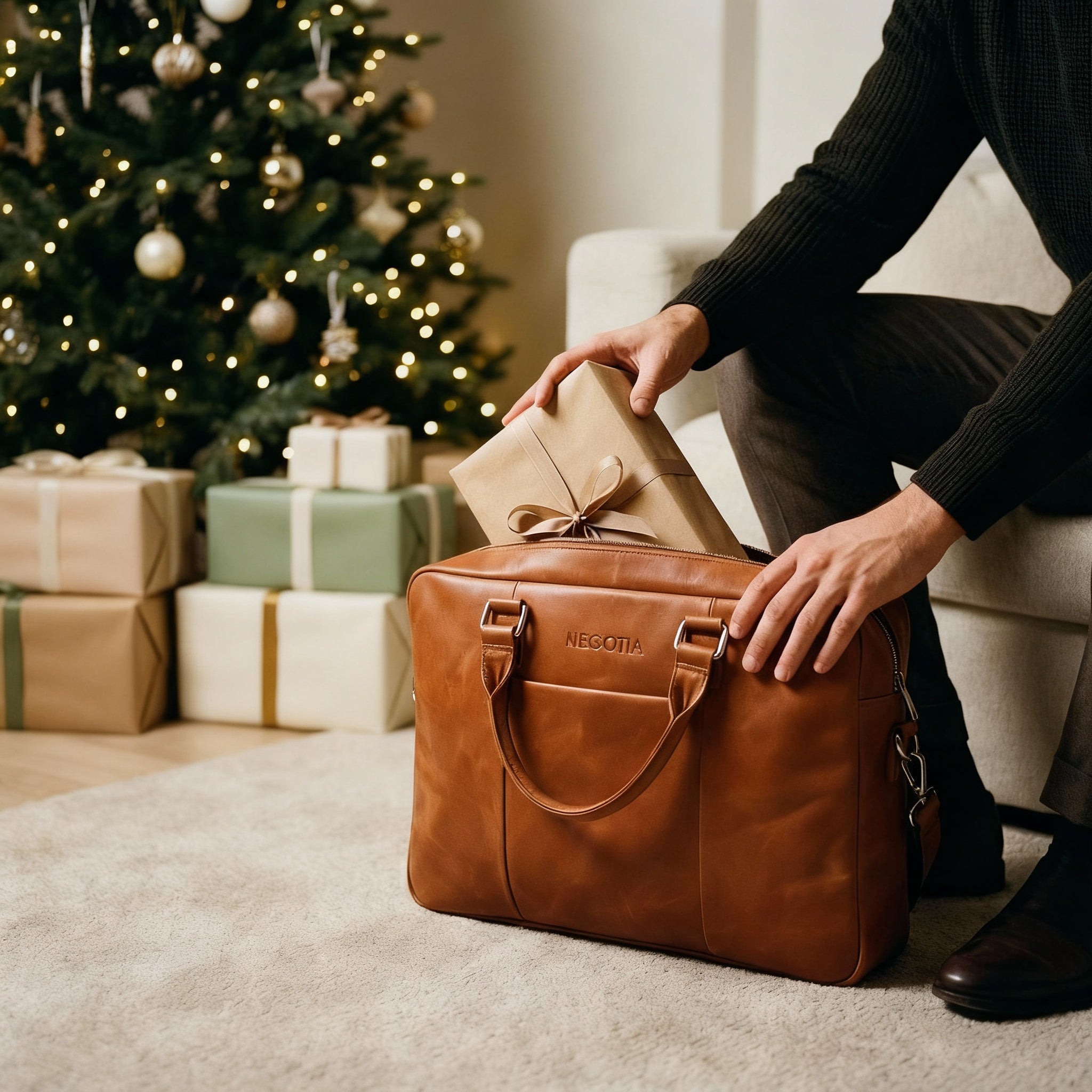 Apex | Laptoptas 15,6" Cognac - NEGOTIA Leather