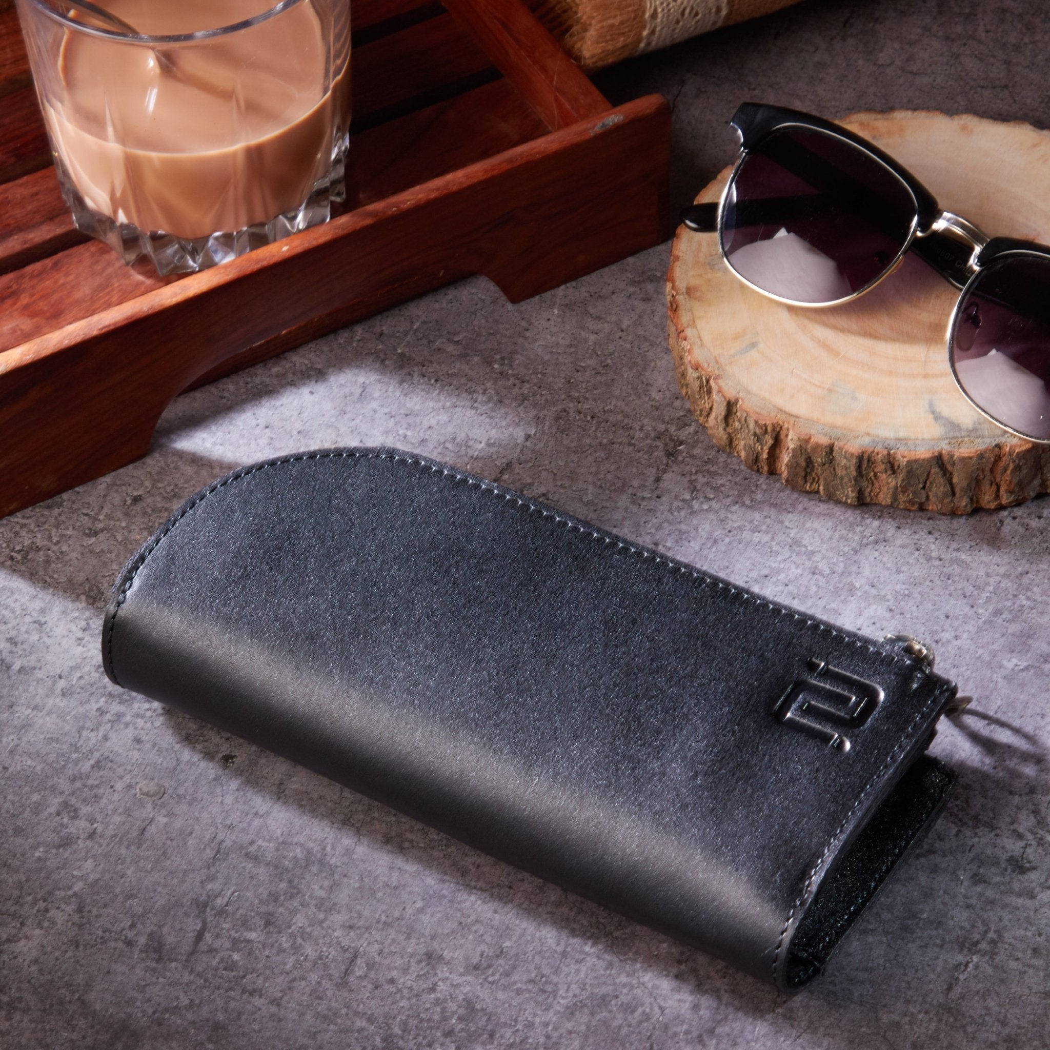 Delta | Dubbele Brillenhoes Zwart - NEGOTIA Leather