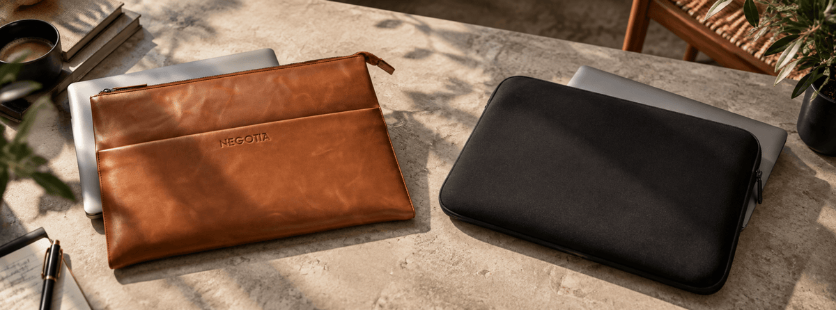 Laptophoes van leer of neopreen: wat beschermt beter? - Negotia Leather