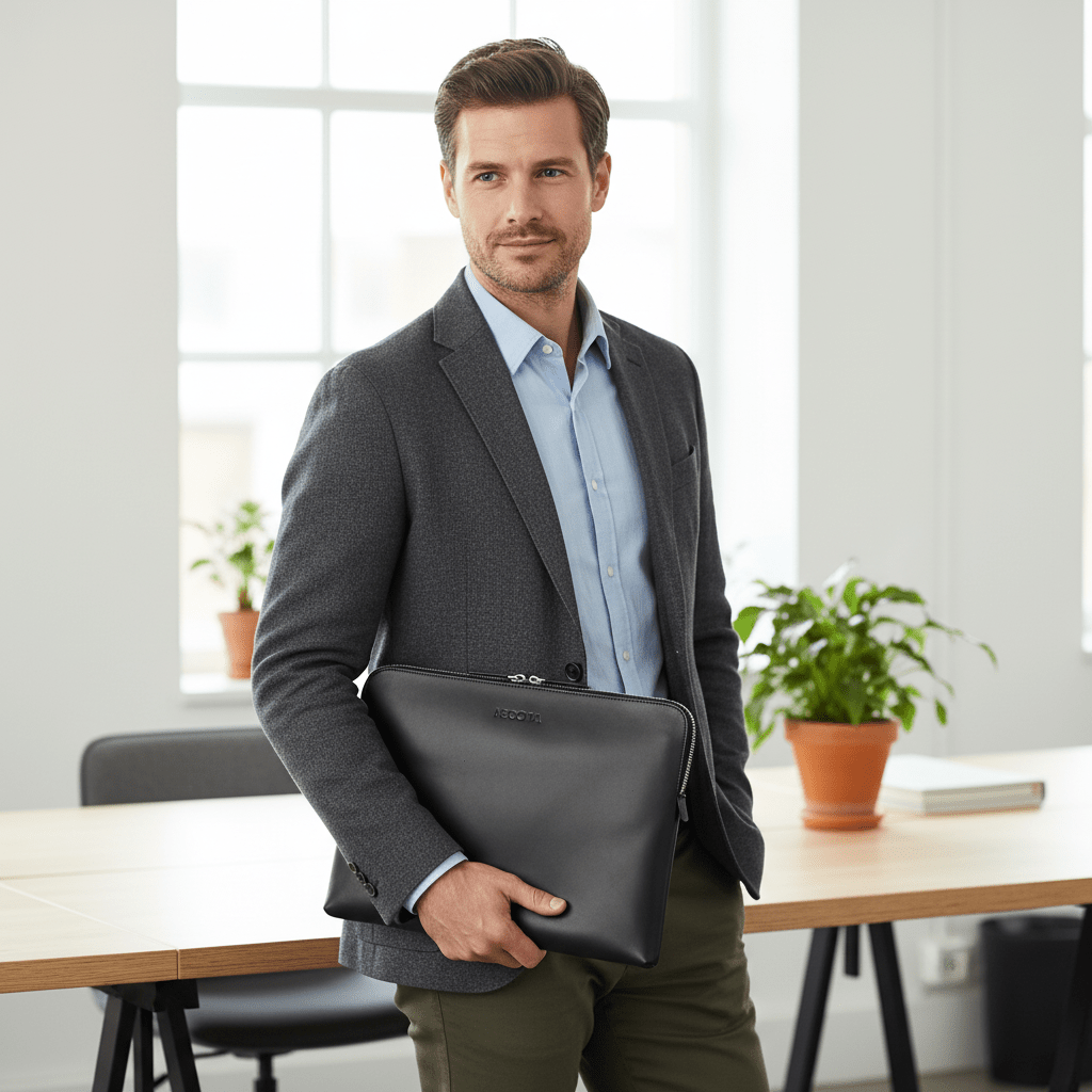 Alpha | Laptopsleeve Carry - All 15,6'' Zwart - NEGOTIA Leather