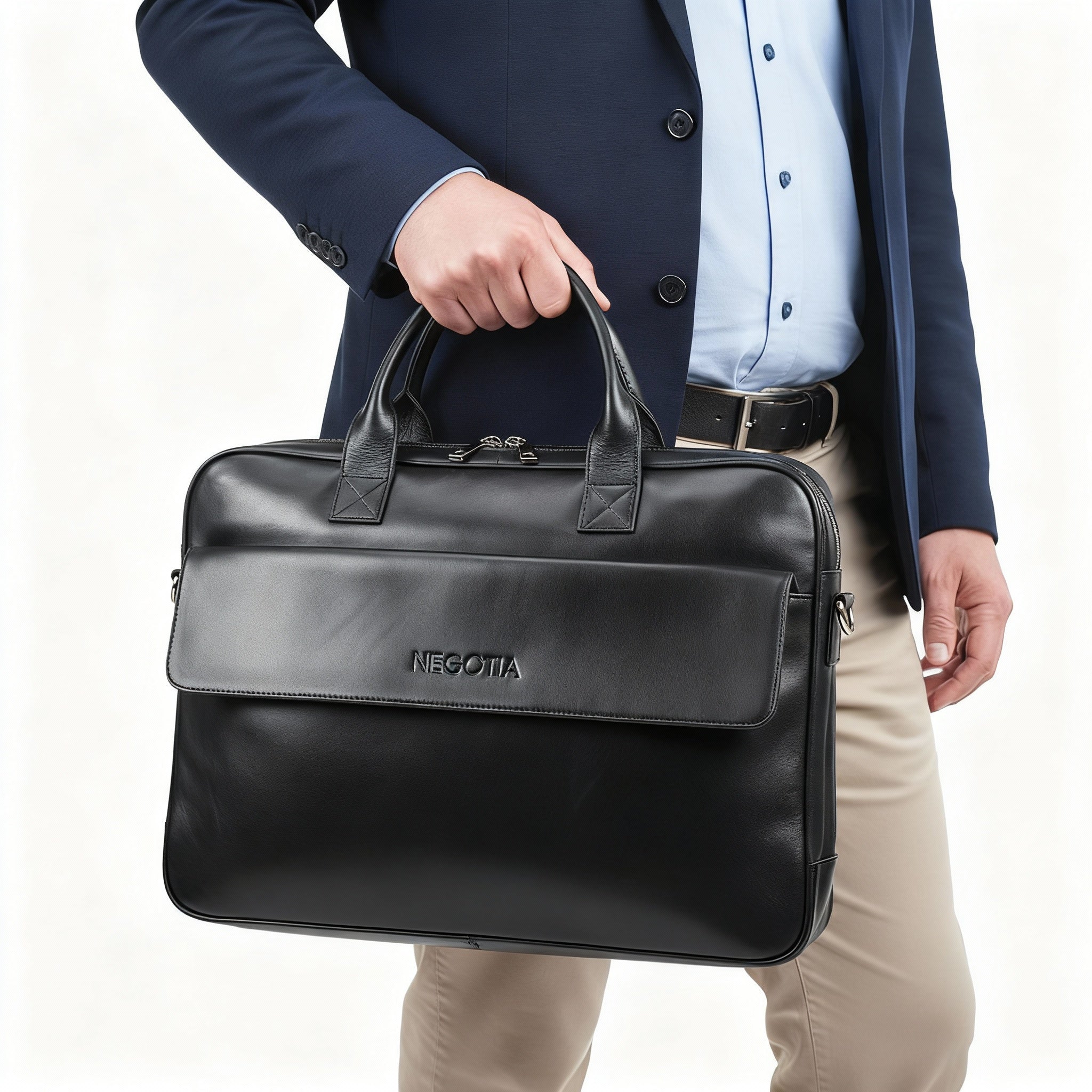 Alpha | Laptoptas 15,6" Zwart - NEGOTIA Leather