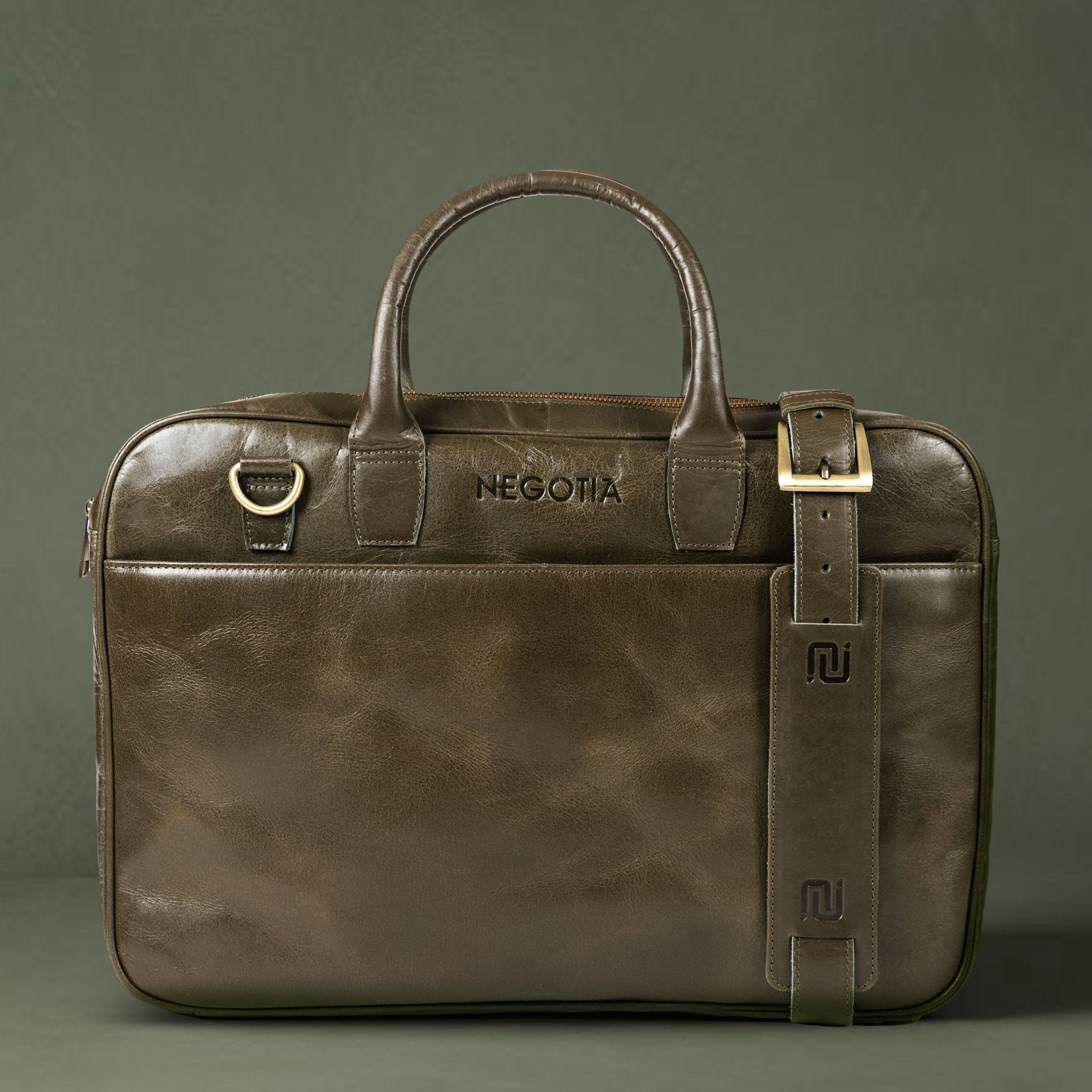 Delta | Laptoptas 15,6" Groen - NEGOTIA Leather